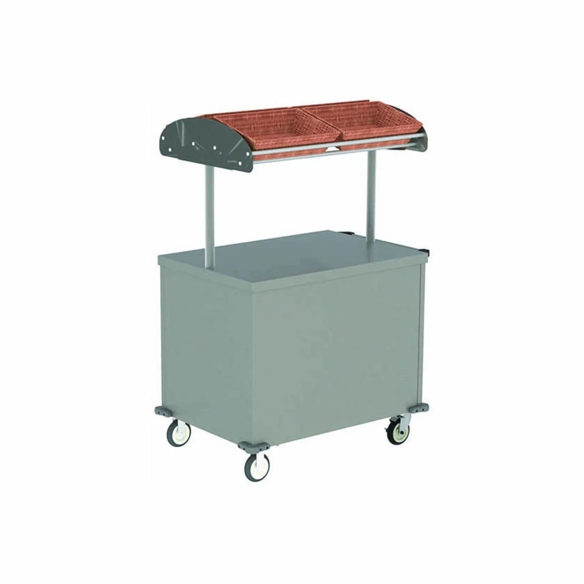 Lakeside 662 Stainless Steel Vending Kiosk w/ Overhead Shelf with (4) Plastic Bins