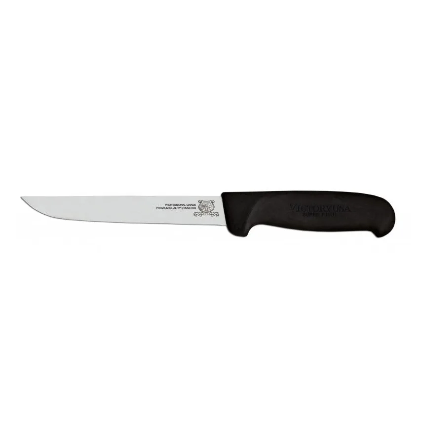 Omcan USA 12844 Boning Knife, 6" Straight Stainless Steel Blade, Black Plastic Handle, Stamped Style