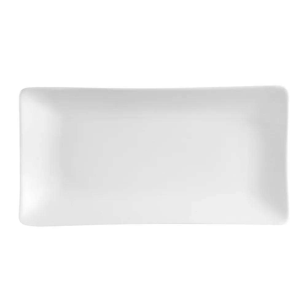 CAC China SHA-34 Platter, 8" L x 4" W x 1-1/8" H, Porcelain Super White, Dishwasher Safe - Dozen