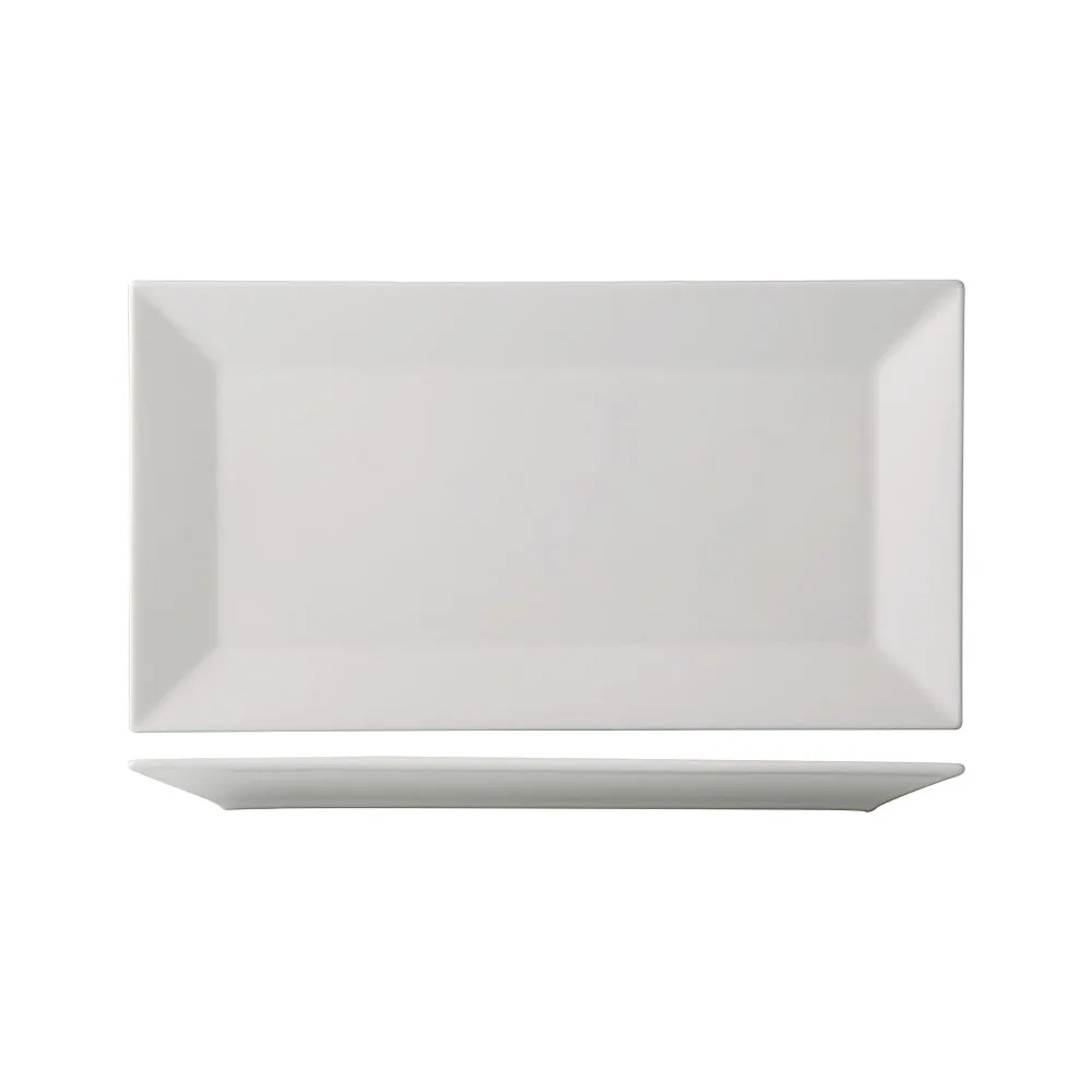 CACChina NGA-51 Niagara Platter, 14-3/4"L x 8-3/8"W x 7/8"H, Porcelain Bone White - Dozen