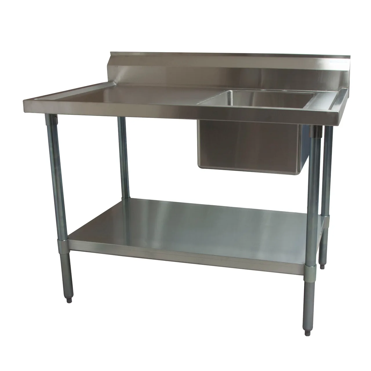 BK Resources BKMPT-3048S-R 48" Work Table with Prep Sink, Bowl On Right - 18 Gauge
