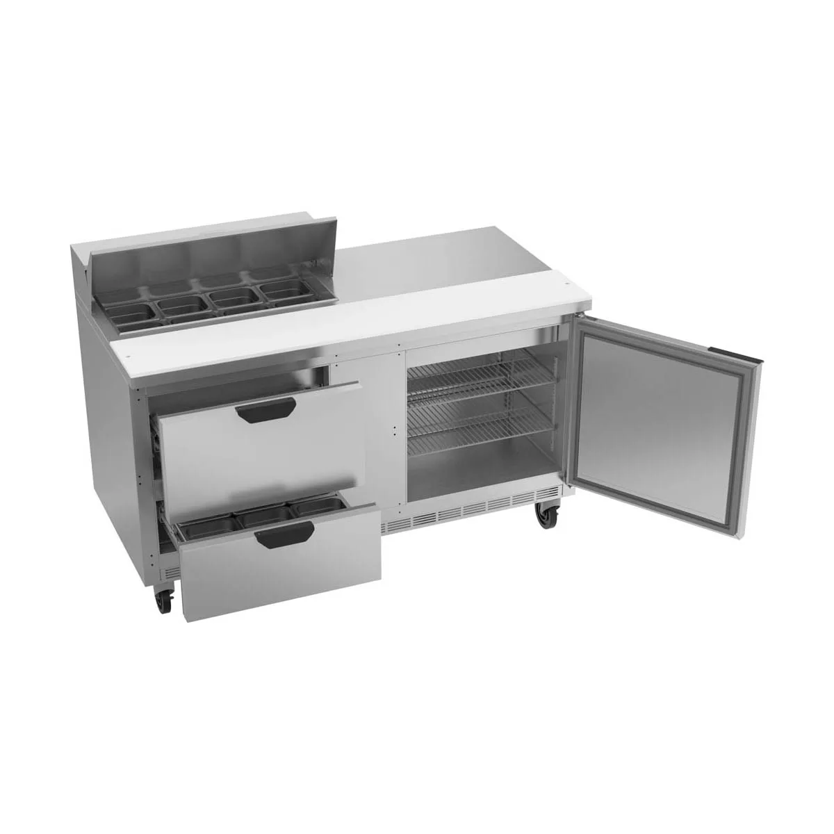 Beverage Air SPED60HC-08-2 60" Two Section Sandwich/Salad Prep Table w/ 2 Drawers & 1 Door, 8 Pans