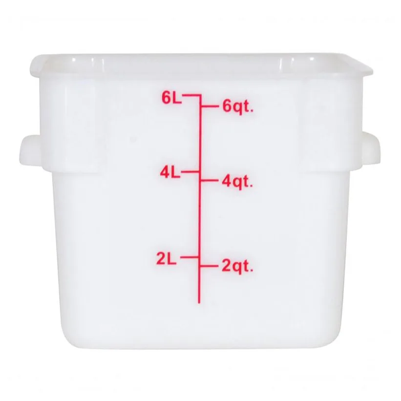 Omcan USA 80204 6-Qt Square White Polypropylene Container, Lid Not Included, NSF