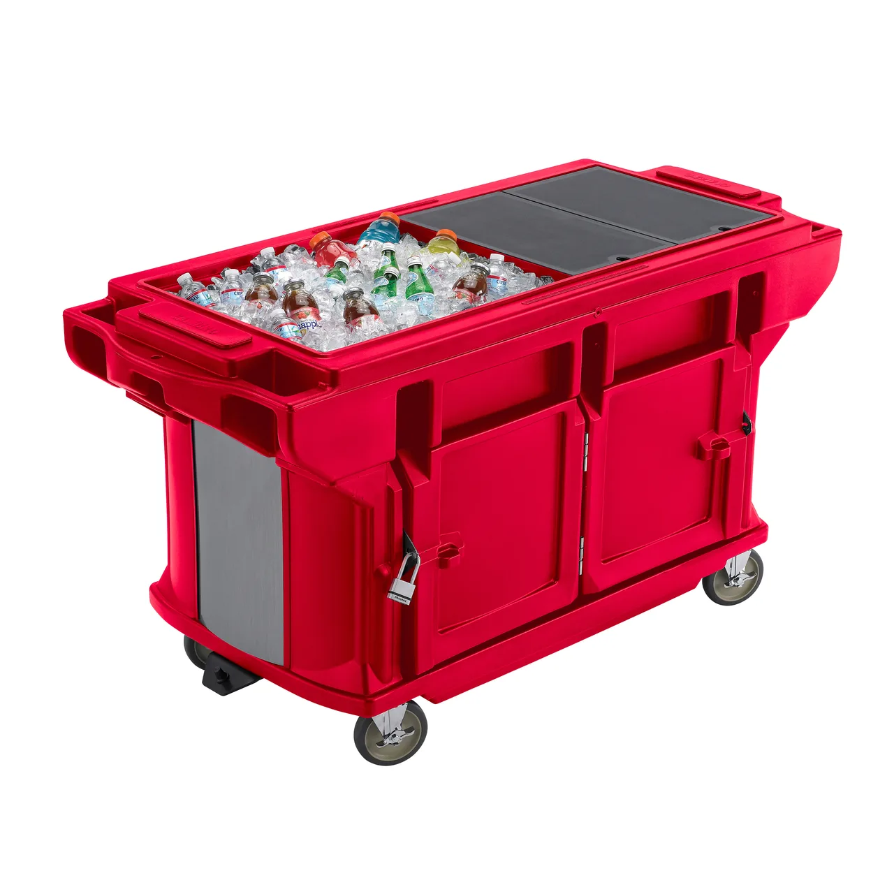 Cambro VBRUTHD5158 Versa Food Bar™ Work Table, Hot Red, 5 ft. unit, (4) Pan