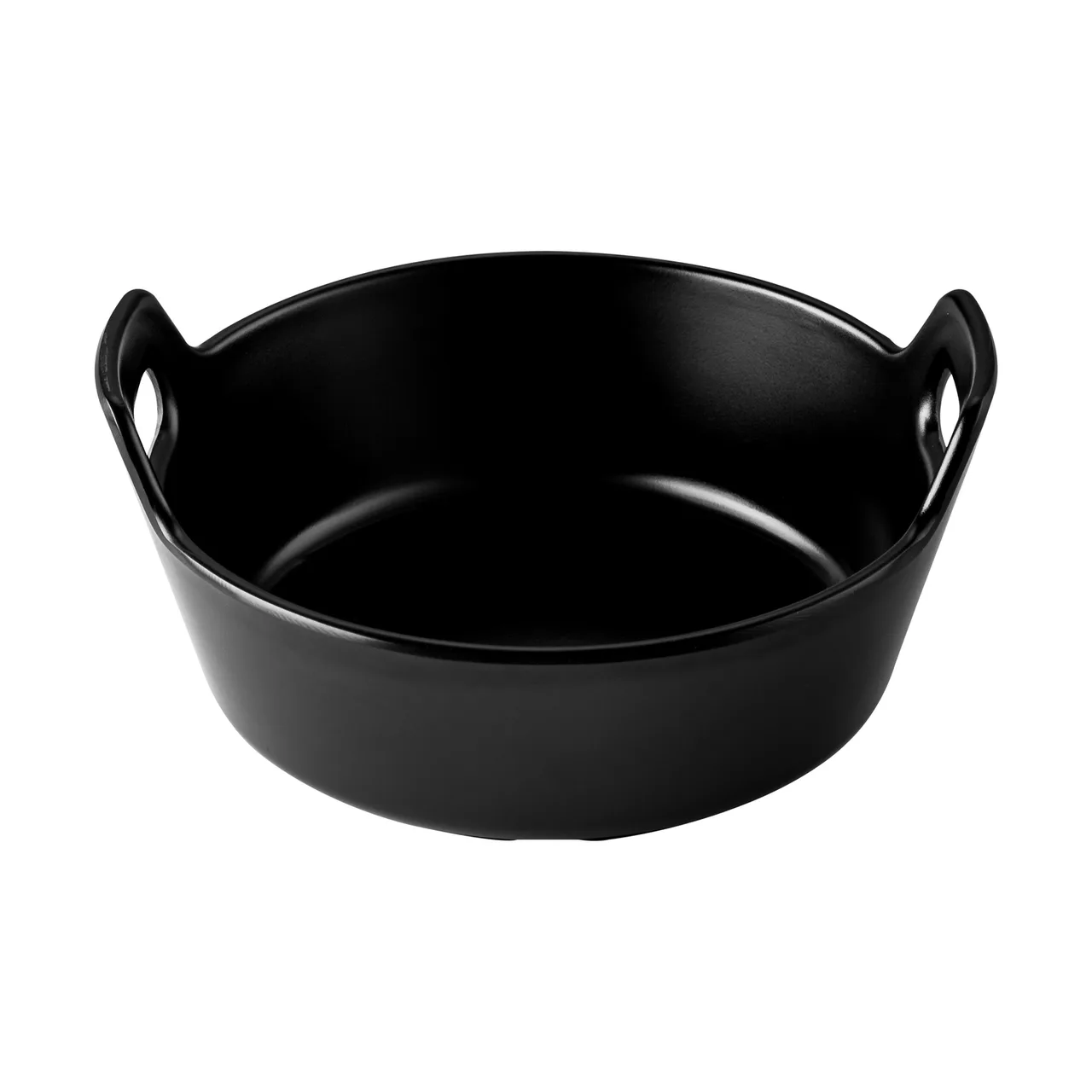 CAC China XSVH-B7-MK - 26oz Melamine Bowl 7¼" W x 6¾" D x 3¼" H Matte Black Handles - 1 Dozen