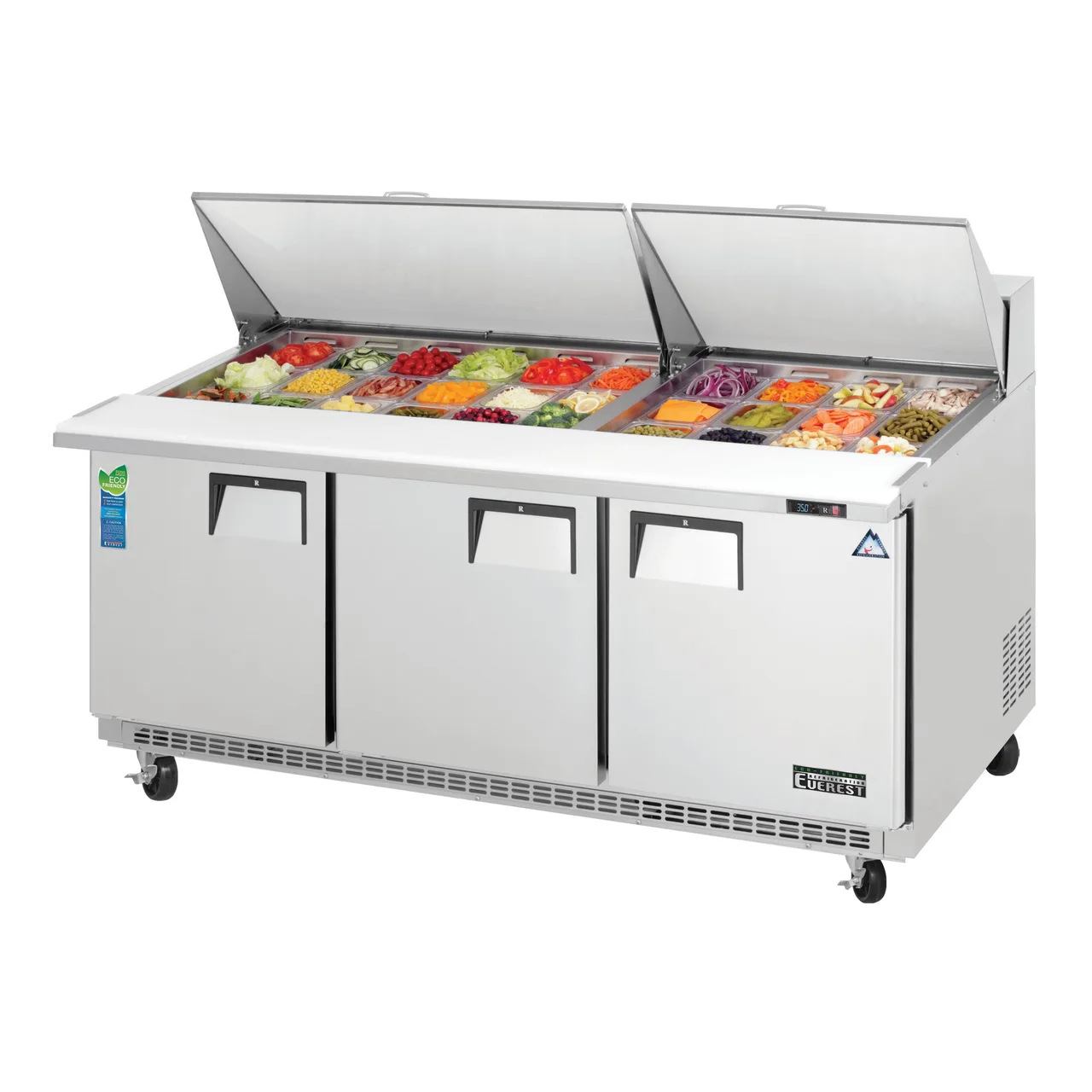 Everest EPBR3 71" Three Section Mega Top Sandwich/Salad Prep Table w/ 3 Doors, 30 Pans