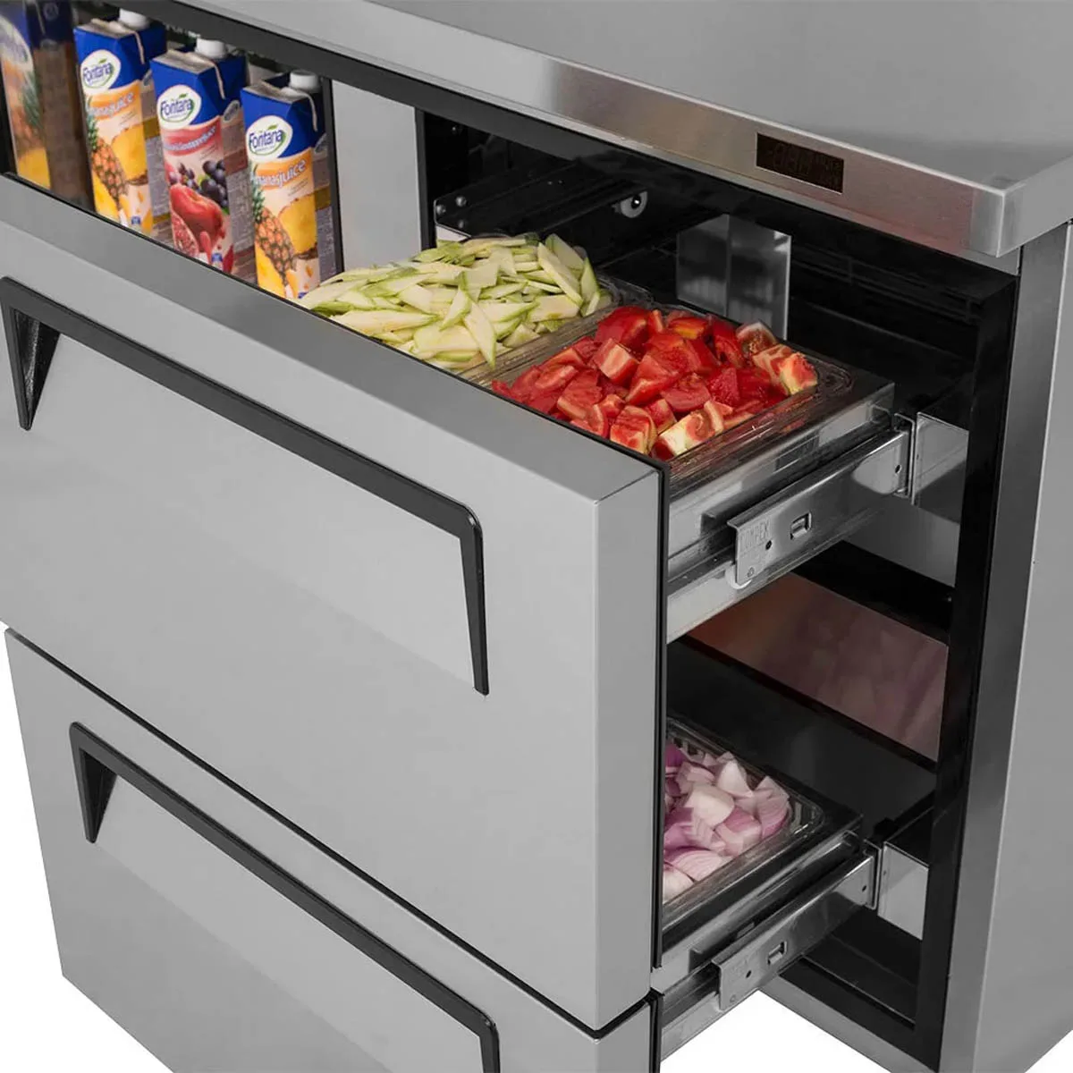 Turbo Air TWF-48SD-D2-N 48" 2-Section Worktop Freezer w/ 2 Drawers & 1 Door, 12 cu. ft.
