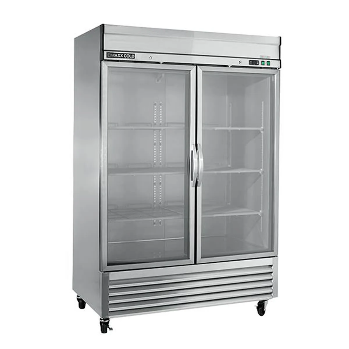Maxx Cold MXSR-49GDHC 54" Two Section Reach-In Refrigerator w/ 2 Glass Doors, 49 cu. ft.