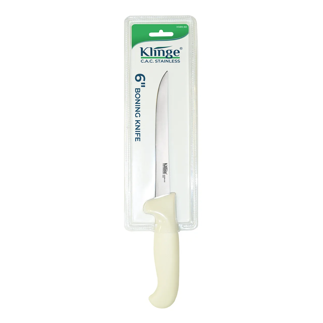 CAC China KSBN-60 Boning Knife, 6" German High-Carbon Steel, White Handle