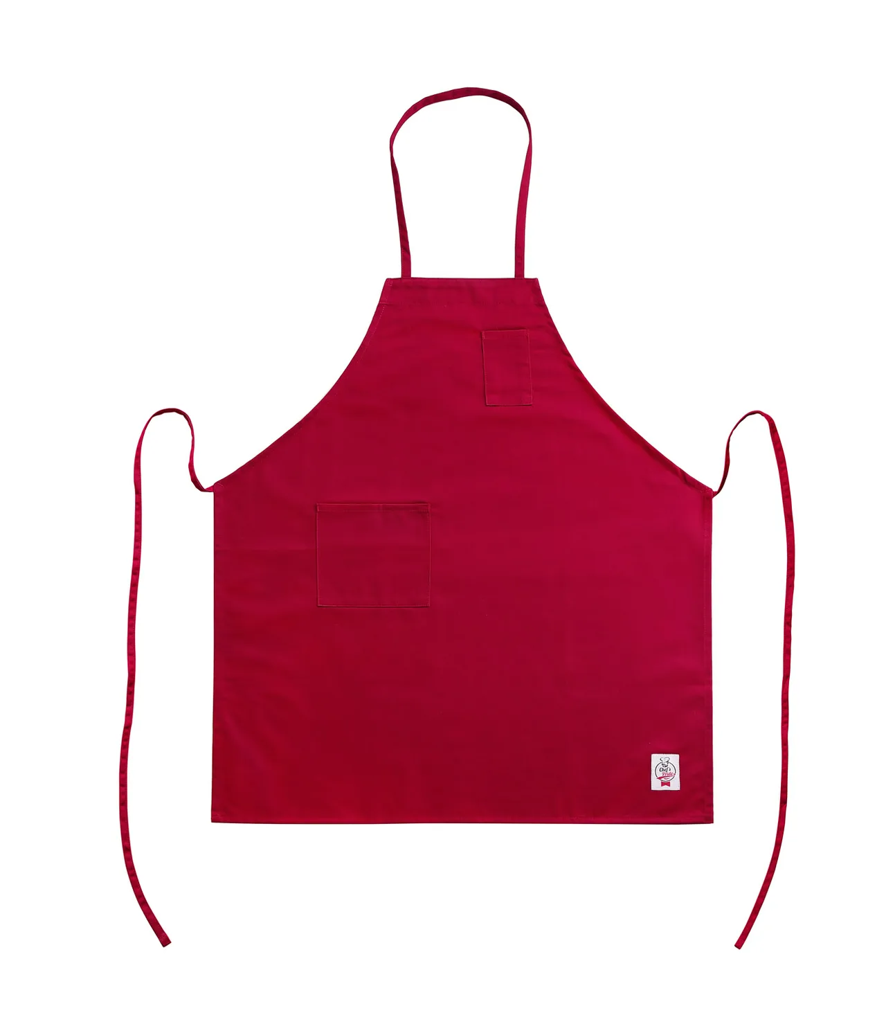 CAC China APBB-2RD Bib Apron, 26"W x 33"L, Red, Poly/Cotton, 2 Pockets