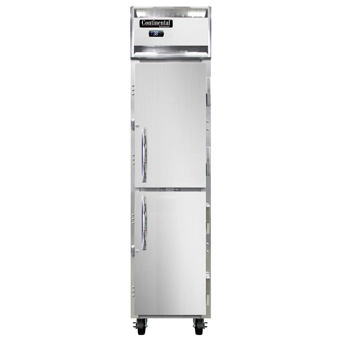 Continental 1RSENSAHD 18" 1-Section Reach-In Refrigerator w/ 2 Solid Half Doors, Stainless Steel Exterior, 15 cu. ft.