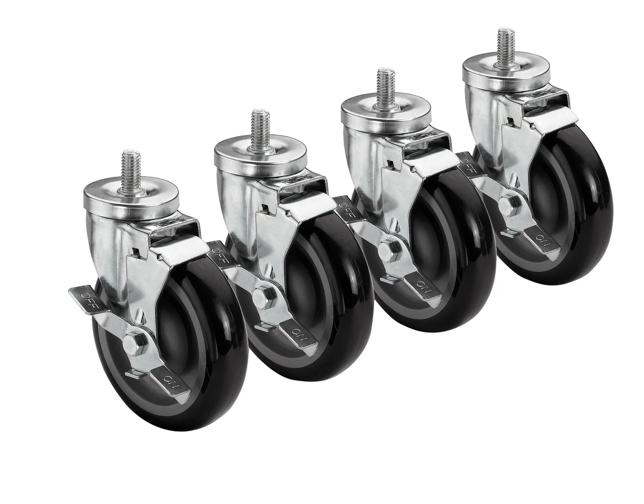 Krowne 28-141S Krowne Threaded Stem Caster, Swivel with Brake, 5" Diameter
