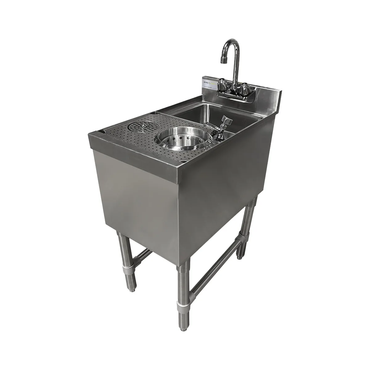 Steel Works SW24-MS14 24" Underbar Hand Sink Unit with Glass Rinser Unit