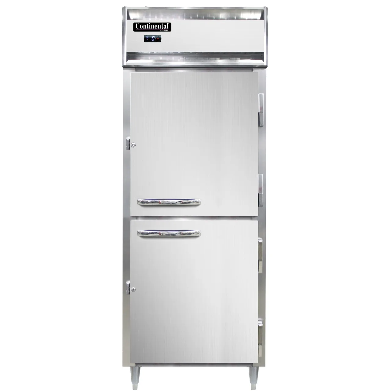 Continental Refrigerator D1FENPTHD 28-1/2" 1-Section Pass-Thru Freezer, 4 Half Solid Doors, Self-Contained, 22 cu. ft.