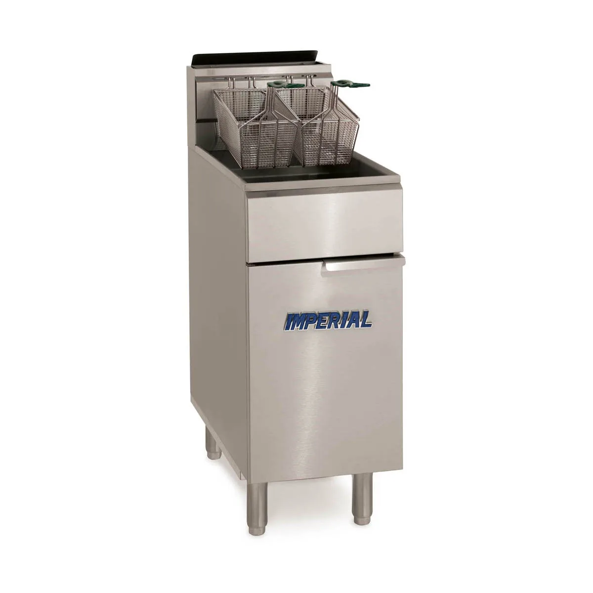 Imperial IFS-40-OP Full Pot Floor Model Gas Fryer w/ 40 lbs Capacity, 2 Baskets, Thermostat