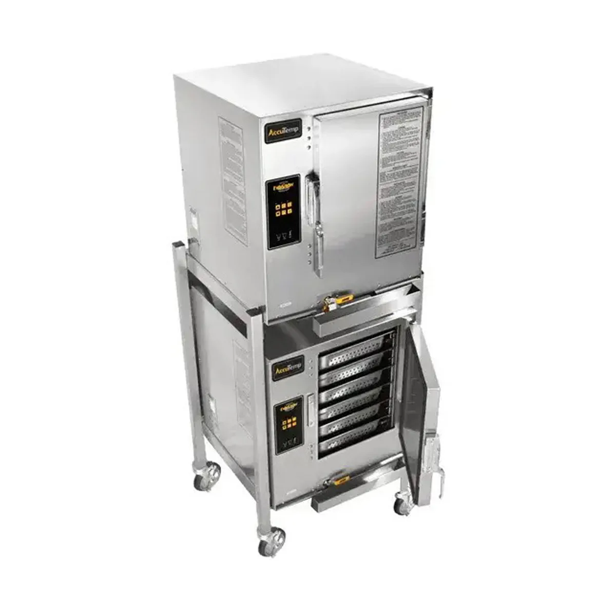 AccuTemp E64803E140 DBL 12 Pan Electric Boilerless Convection Steamer, (2) Stacked, Plumbed, 480V