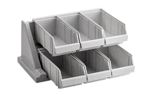 Cambro 6RS6480 Organizer Rack – 6 10‑lb Bins, 20‑1/8" L x 17‑1/4" D x 9‑1/4" H, Wall‑Mount, Gray Poly