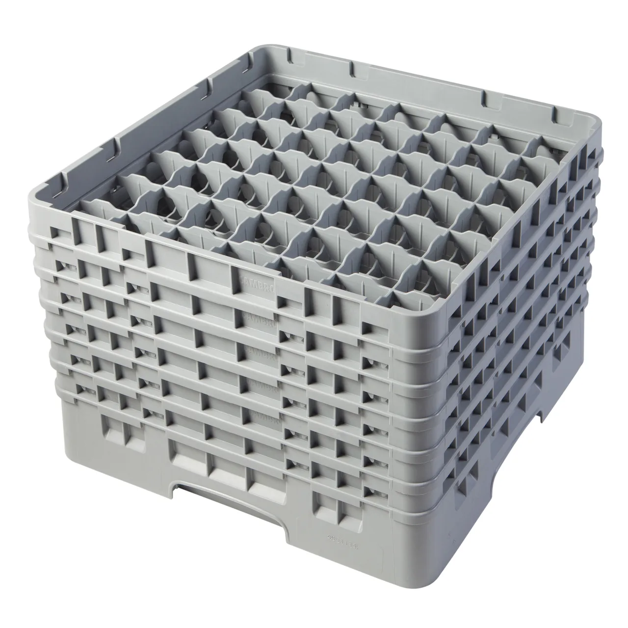 Cambro 49S1114151 Camrack Glass Rack, Soft Gray, Full Size, 19-3/4 x 19-3/4, 49 Compartments, 2-7/16 Max Dia