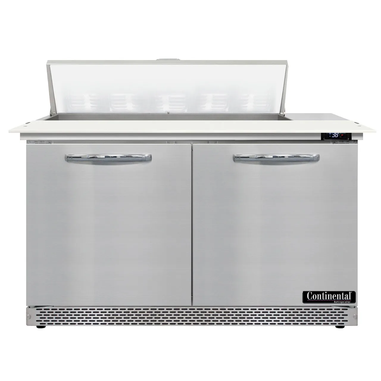 Continental Refrigerator D48N10C-FB 48" Two Section Sandwich / Salad Prep Table w/ 2 Doors, 10 Pans