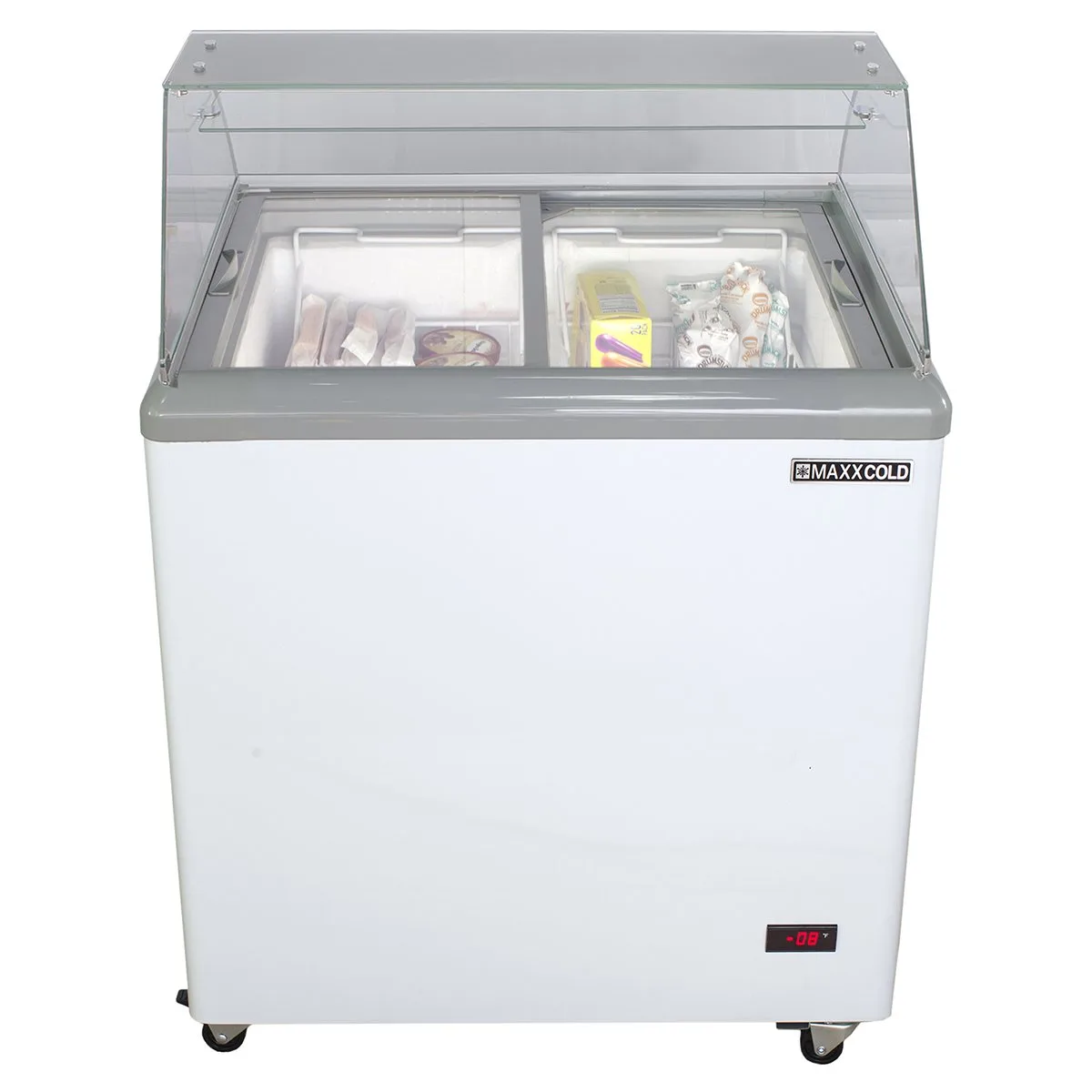 Maxx Cold MXDC-4 31" Ice Cream Dipping Cabinet w/ Curved Sneeze Guard