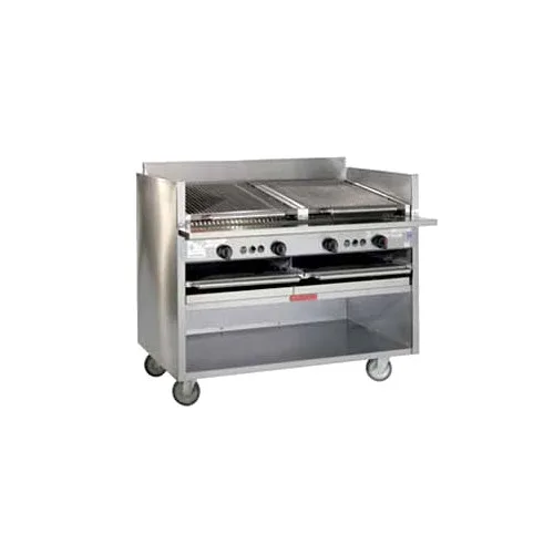 Magikitchn FM-SMB-636 36" Floor Gas Ceramic Briquettes Charbroiler w/ Open Cabinet, 105.000 BTU