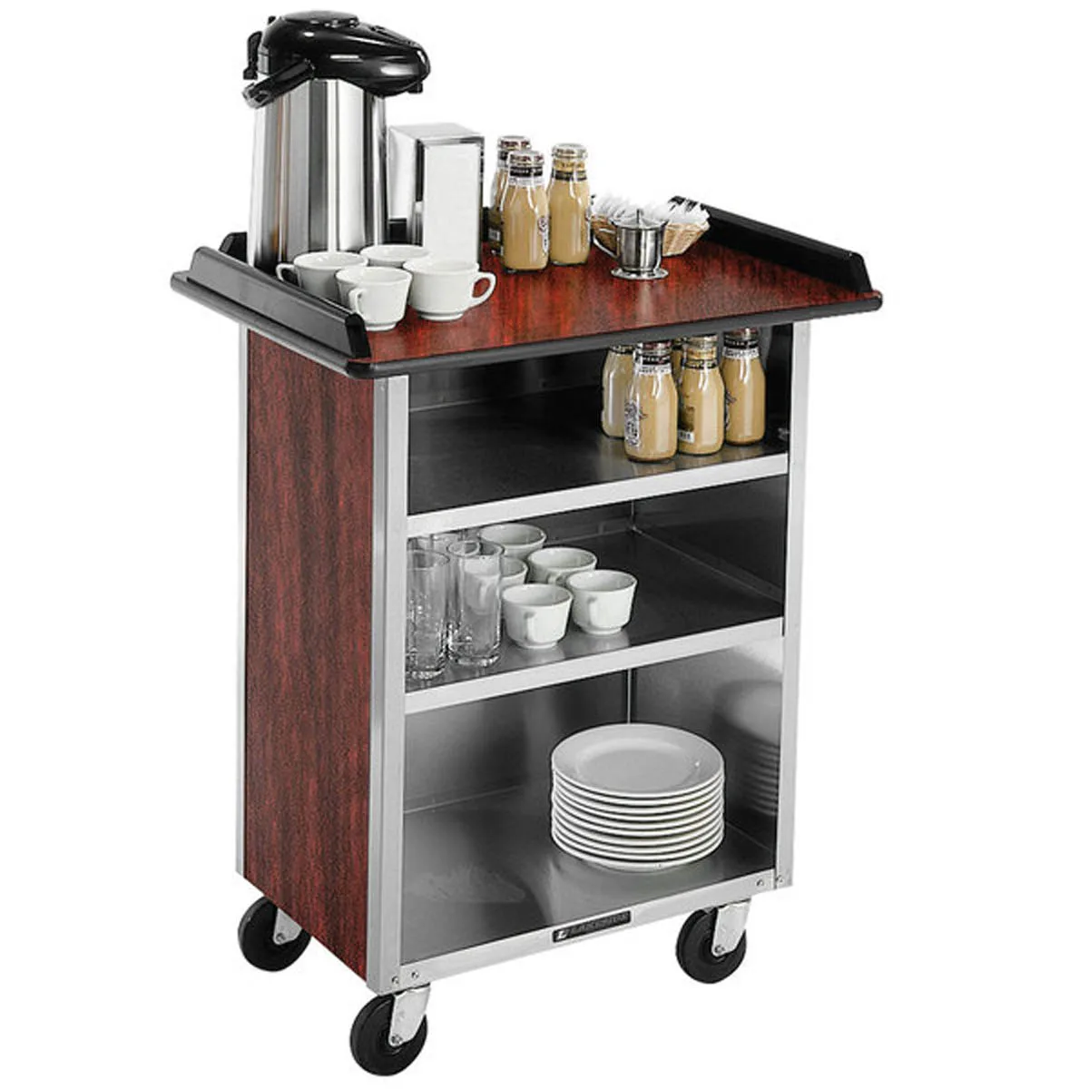 Lakeside 681 Stainless Steel Beverage Service Cart w/ 3 Shelves - 24" x 58 3/8" x 38 5/16"