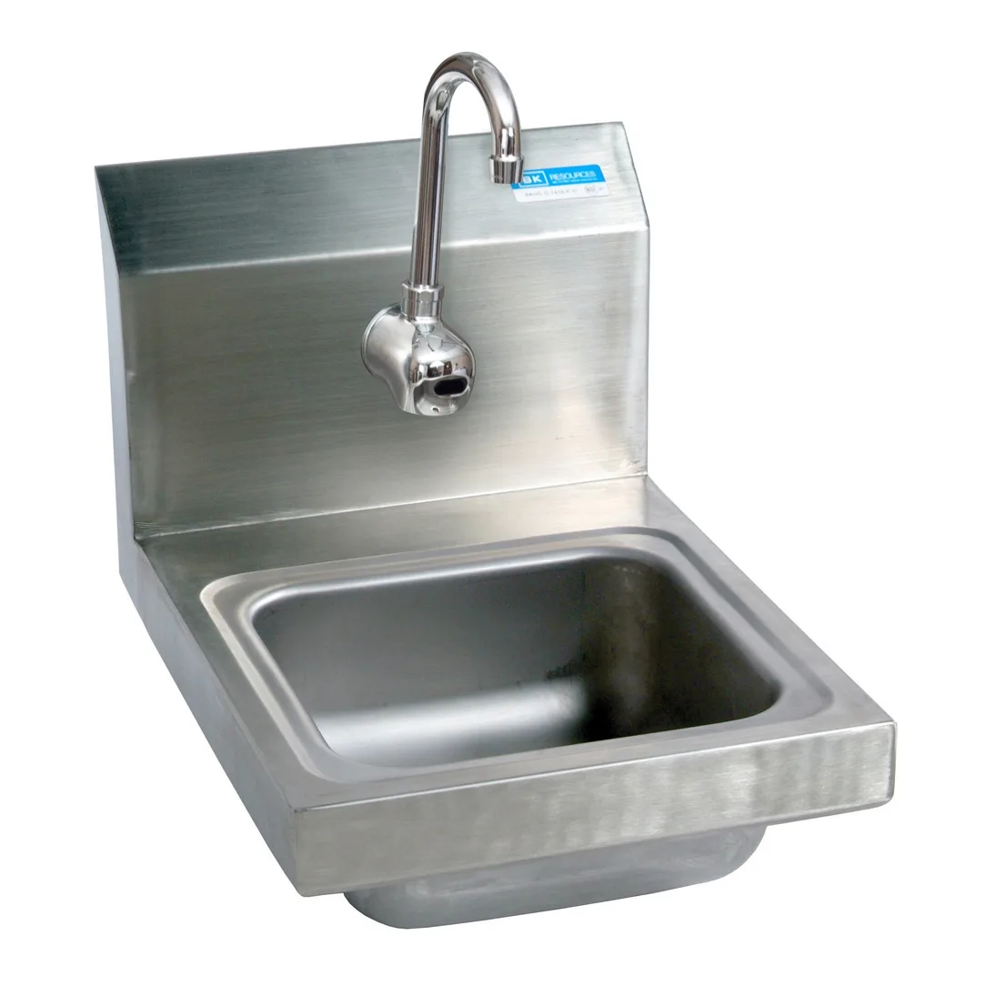 BK Resources BKHS-W-SS-1-P-G 9" Wall Mounted Hand Sink with e-Faucet & Crumb Cup