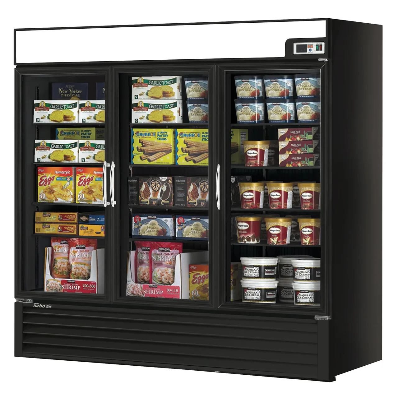 Turbo Air TGF-72FAB-N 81" 3 Glass Door Merchandiser Freezer in Black, 58.45 cu. ft.