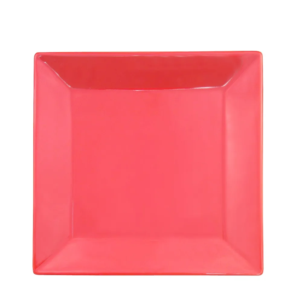CACChina KC-21-R Color Arts Square Plate, 12" x 12" x 1" Stoneware, Red, Dishwasher Safe - Dozen