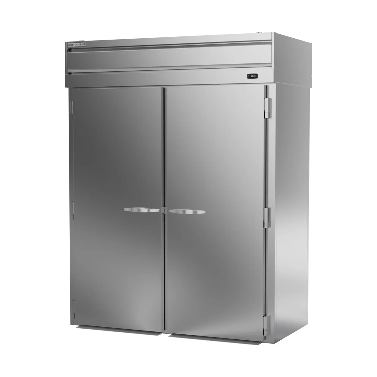 Beverage Air PRT2XTHC-1AS 68" Two Section Roll-Thru Refrigerator w/ 4 Solid Doors, Extra Tall, Self-Contained, Aluminum Interior, 85.75 cu. ft.