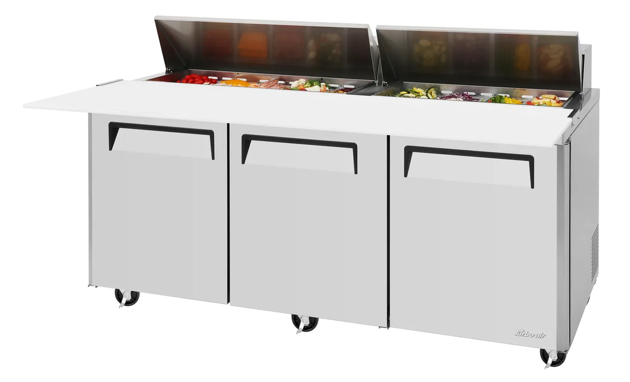 Turbo Air MST-72-18-N 72" 3-Door Sandwich and Salad Prep Table, 18 Pans, Stainless Steel