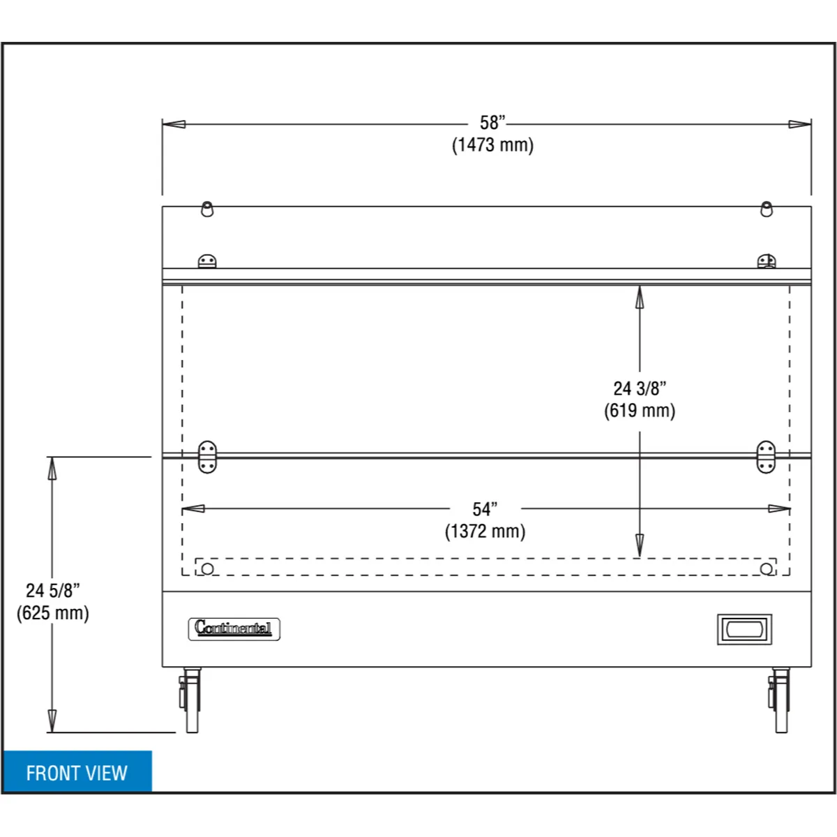 Continental Refrigerator MC5NS 58" Single Sided Milk Cooler, Forced Air, 16 Crates Capacity
