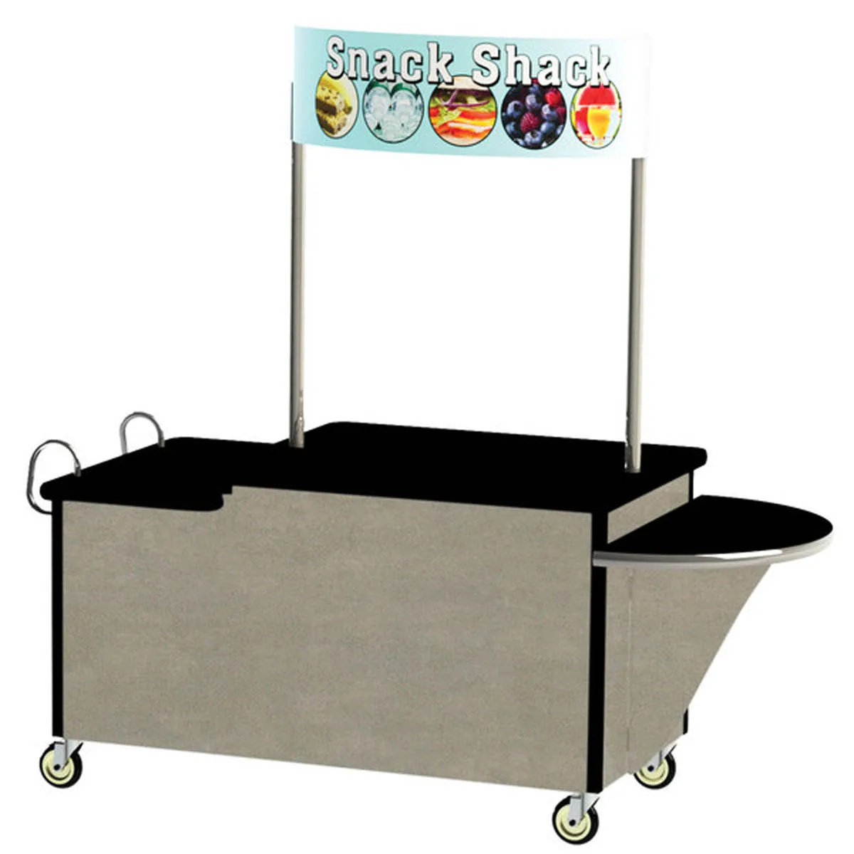 Lakeside 768 Stainless Steel Vending Kiosk / Breakfast / Snack Cart w/ 2-Level Black Laminate Flat Top