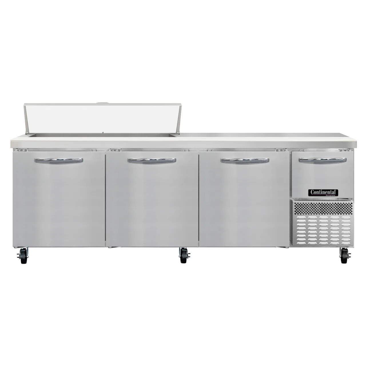 Continental Refrigerator RA93SN12 93" 4-Door Sandwich and Salad Prep Table, 12 Pans, Stainless Steel