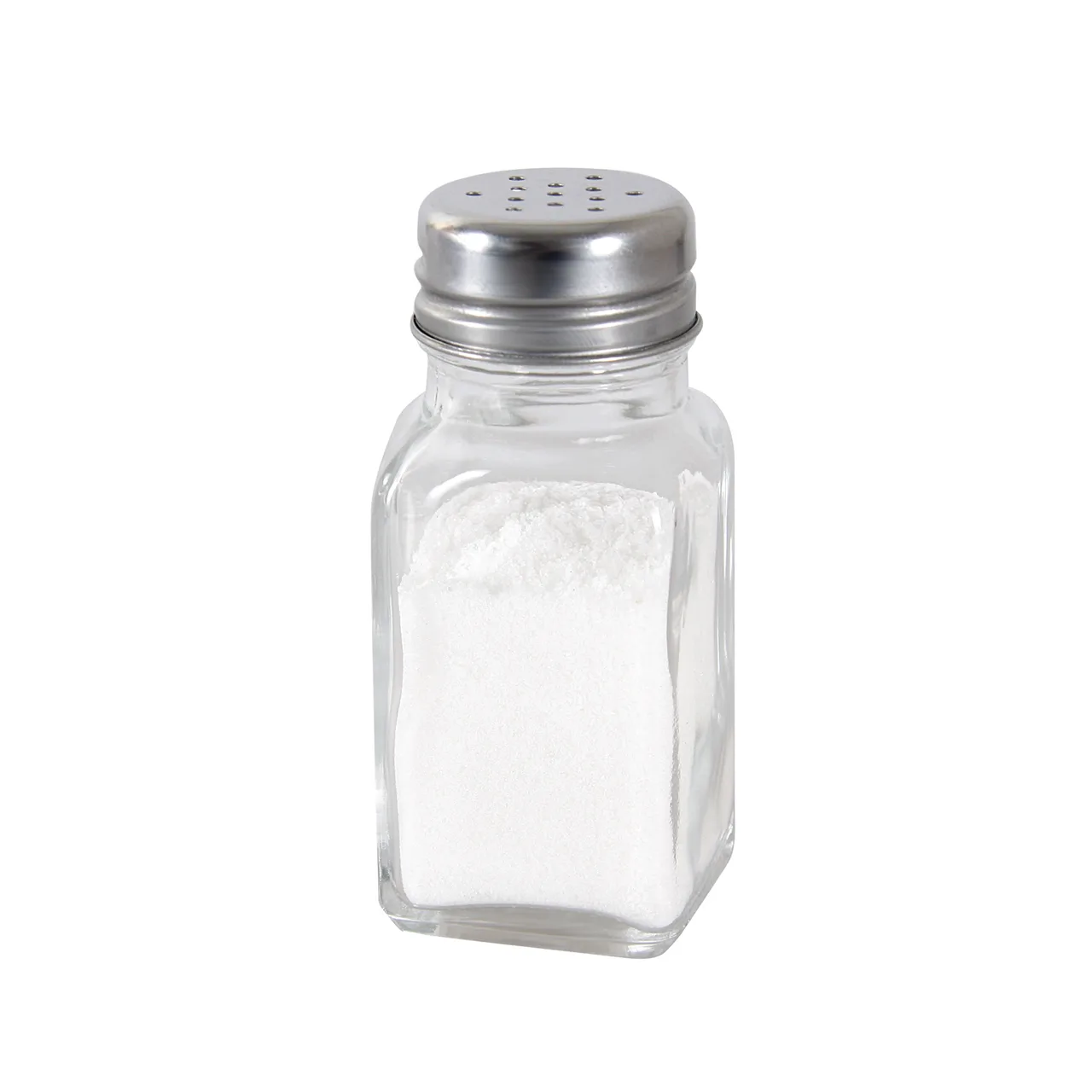 CAC China G6SQ-2M Square Salt Pepper Shaker, 2 oz Glass Jar with Stainless Steel Top - 1 Dozen