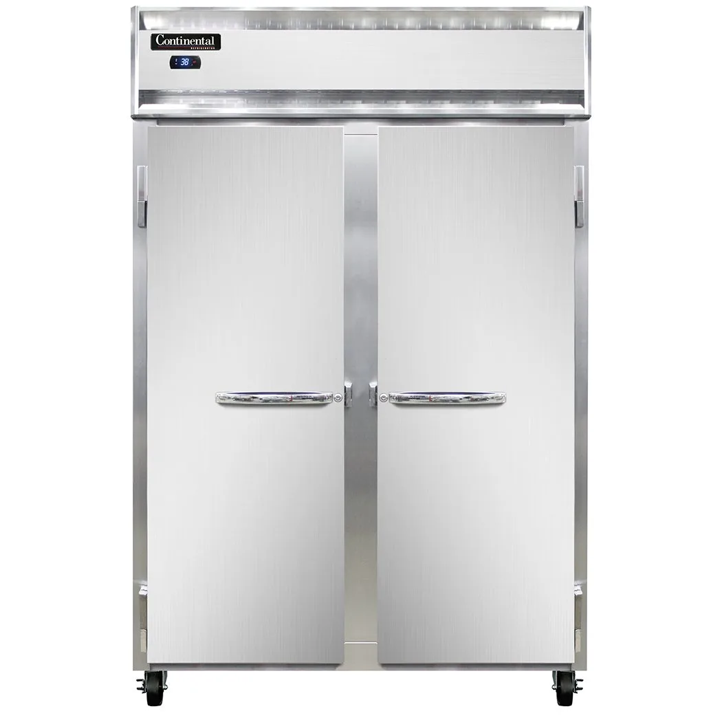 Continental Refrigerator 2RSN 52" 2-Section Reach-In Refrigerator w/ 2 Solid Doors, Stainless Steel Front Aluminum Exterior, 32 cu.ft.