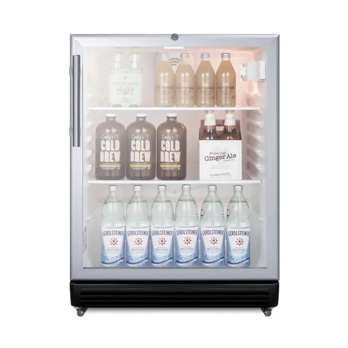 Summit SCR600BGLMBL - 23" Countertop Glass Door Refrigerator, 5.5 cu.ft., Black, Steel Top, 115V UL/ETL