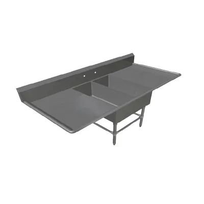 John Boos 2PB1431-2D24 79" Two Compartment Sink, 14"W x 31"L Bowl With 2 Drainboards