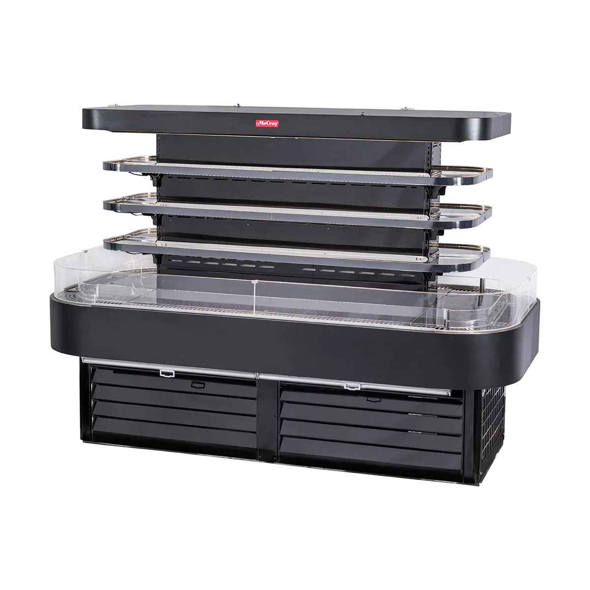 Howard-McCray SC-OD42I-7-B-LED 84'' Island Open Air Merchandiser in Black, Self-Contained