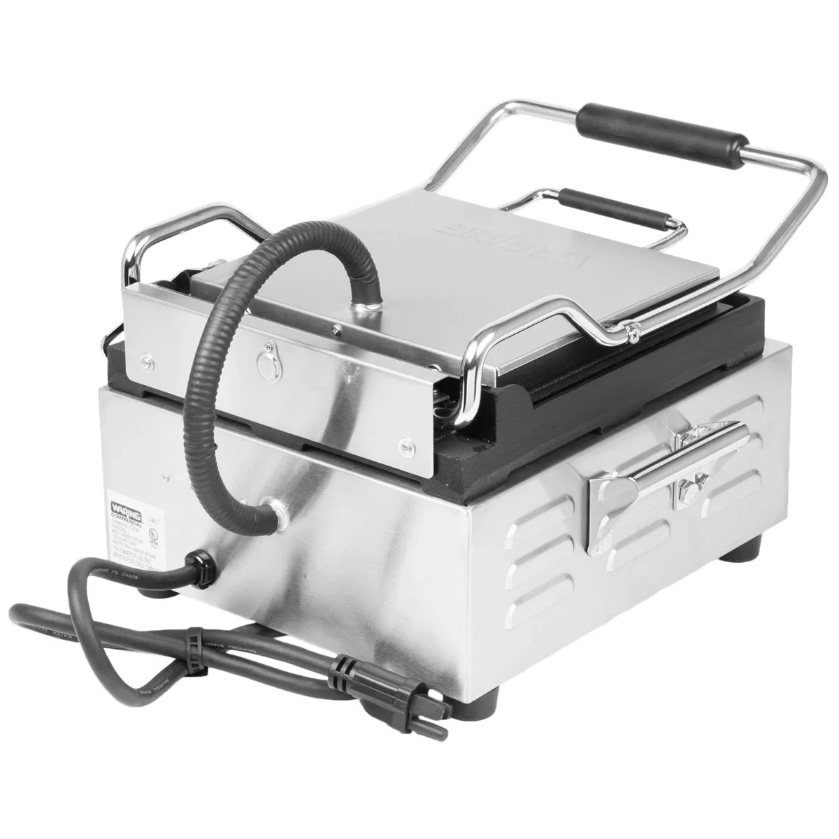 Waring WPG150B Single Cast Iron Sandwich Panini Grill w/ 9" x 9" Grooved Plates, 208V