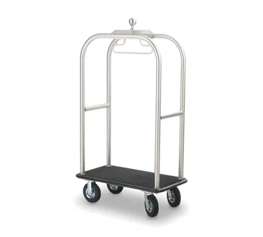 Forbes Industries 2511-SS Luggage Cart w/ (2) Push Bars and Carpeted Deck, Enclosed Hanger Bar