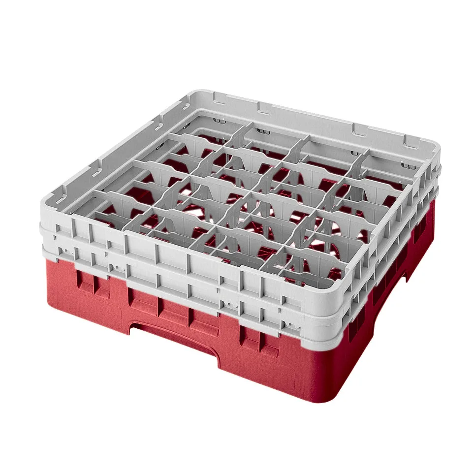 Cambro 16S434163 Camrack Glass Rack, Red, Full Size, 19-3/4 x 19-3/4, 16 Compartments