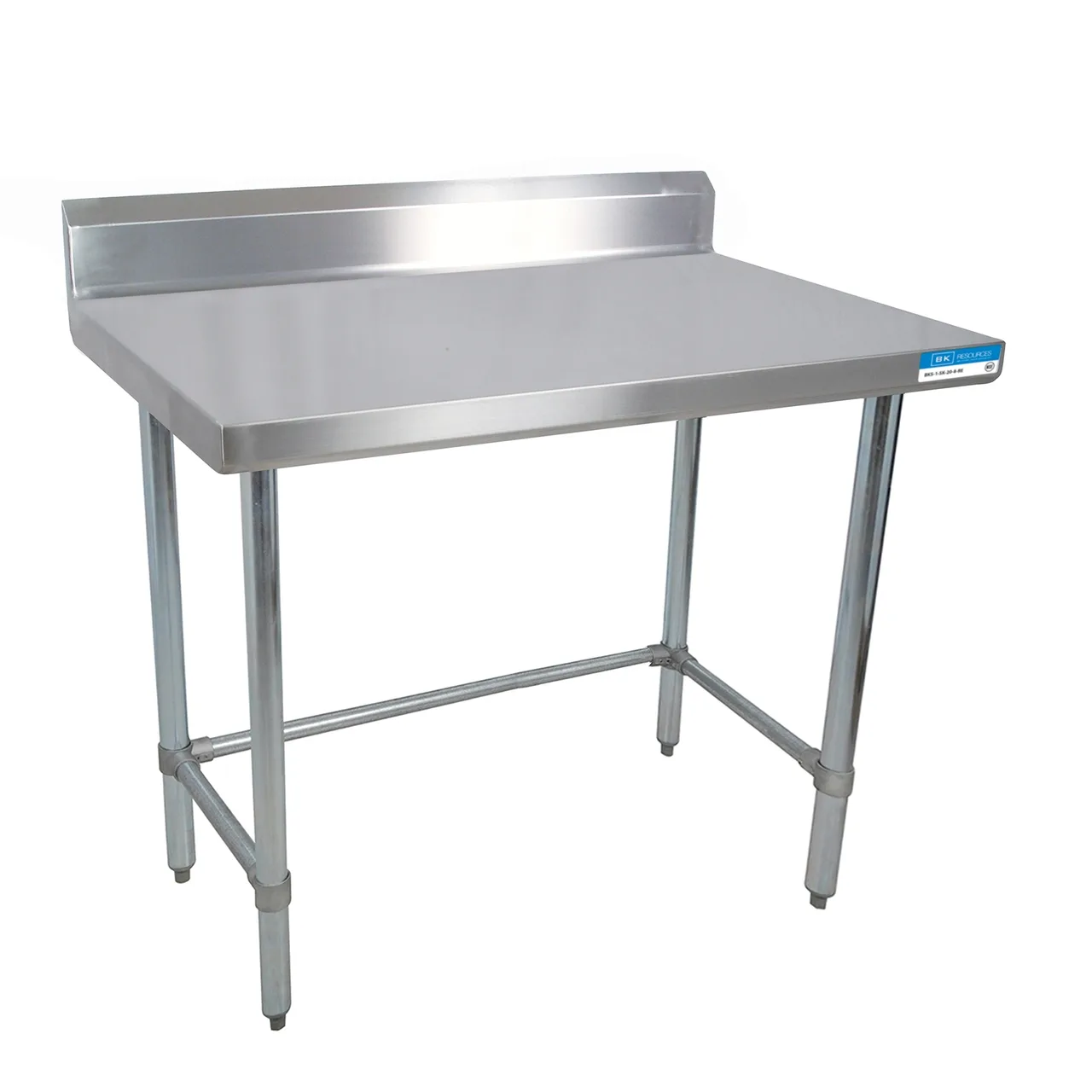 BK Resources VTTR5OB-4824 48" Open Base Work Table with Side & Rear Crossrails,5" Backsplash / 18 Ga