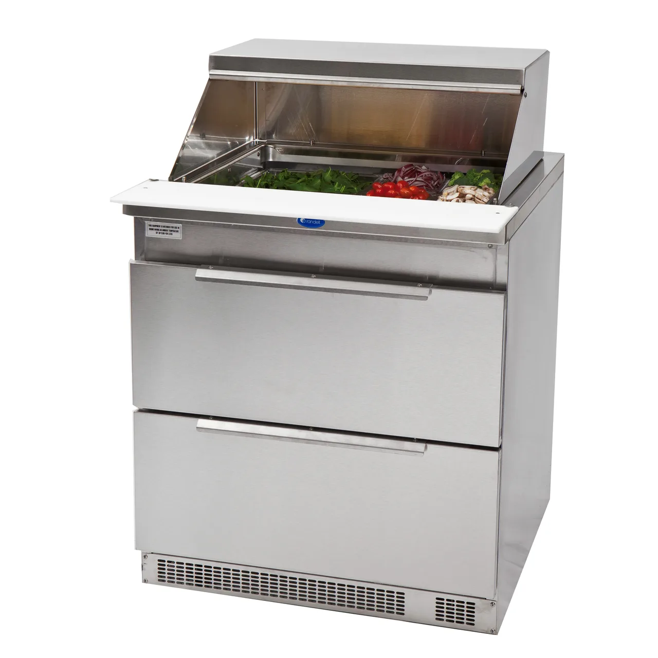 Randell 9412-32D-290 32" 1-Section Sandwich and Salad Prep Table w/ 2 Drawers, 12 Pans, Stainless Steel