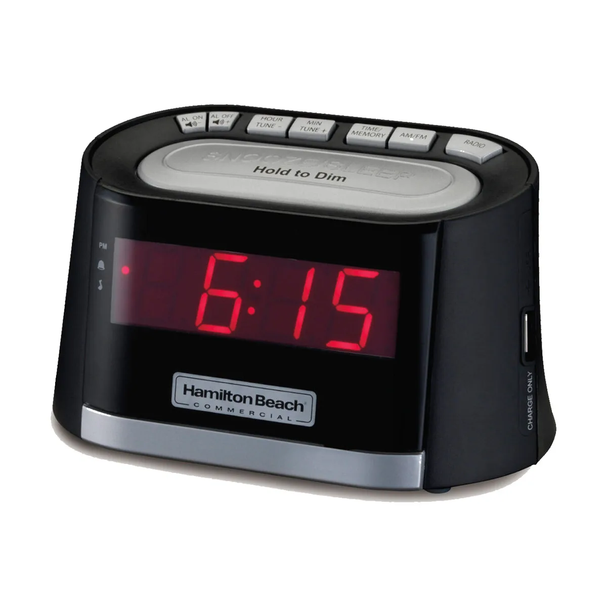 Hamilton Beach HCR410 Clock Radio, .9" LED Display, AM/FM, Alarm, USB, 120V 10W, 1‑Year Warranty