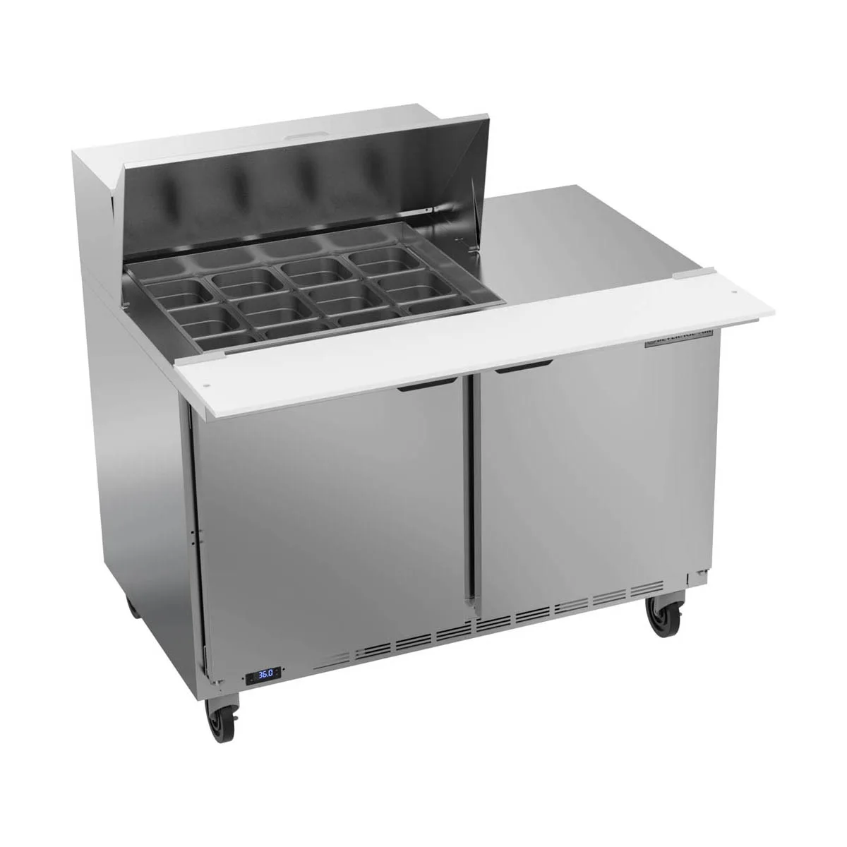 Beverage Air SPE48HC-12M 48" Mega Top Sandwich/Salad Prep Table w/ 2 Doors, 12 Pans, 13 cu. ft.