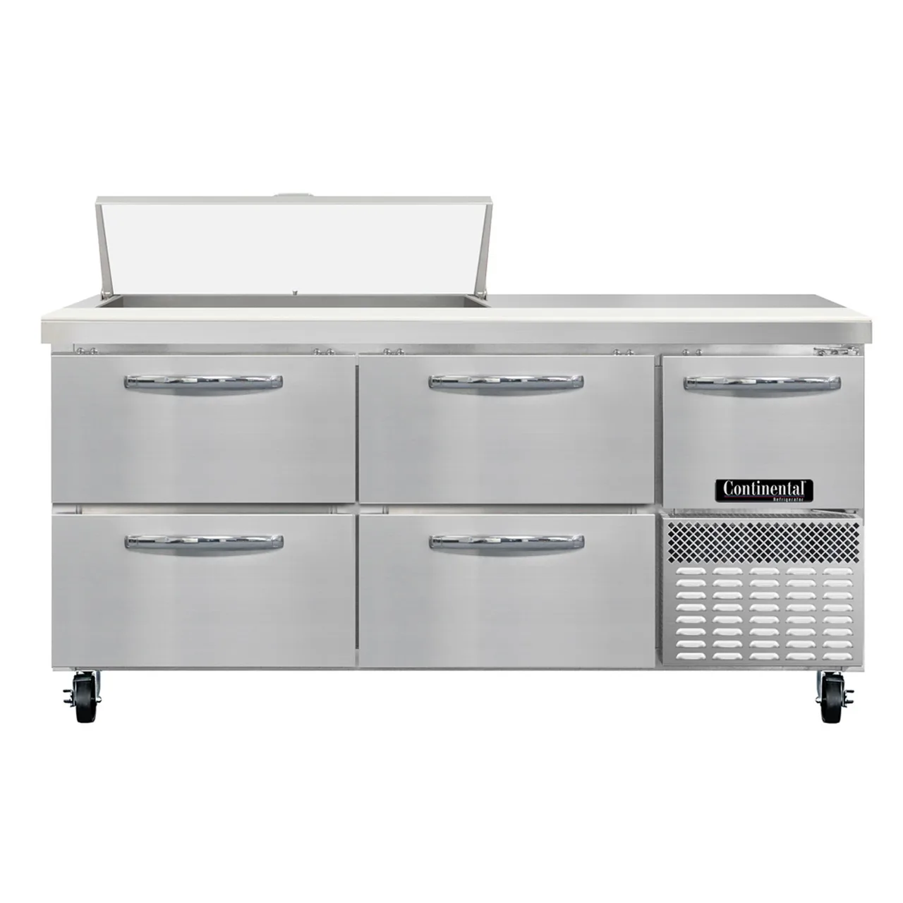 Continental Refrigerator RA68SN10-D 68" 1-Door 4-Drawer Sandwich and Salad Prep Table, 10 Pans, Stainless Steel