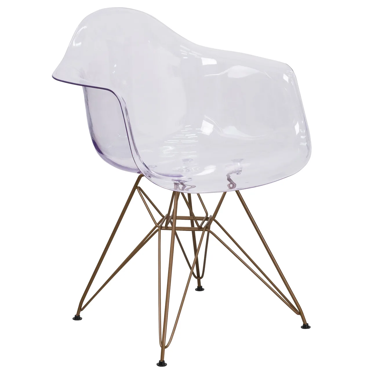 Flash Furniture FH-132-CPC1-GG Allure Series Arm Chair, Gold Frame, Polycarbonate, Contour Design, Waterfall Seat