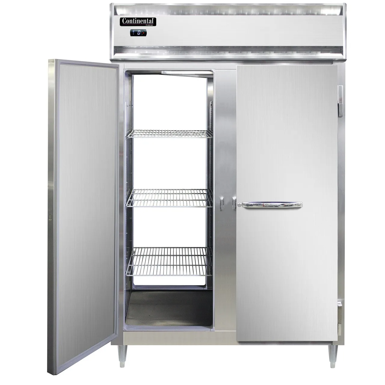 Continental Refrigerator D2FNSSPT 52" 4-Solid Door Pass-Thru Freezer, Top Mounted, 50 cu. ft., Stainless Steel