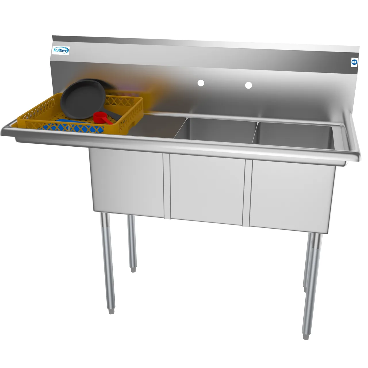 Koolmore SC121610-12L3 (3) Three Compartment Sink